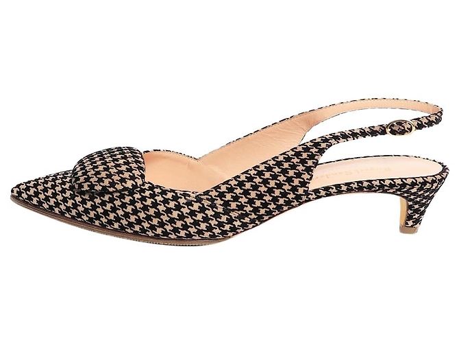 Rupert Sanderson Neutral and black houndstooth slingback heels - size EU 40