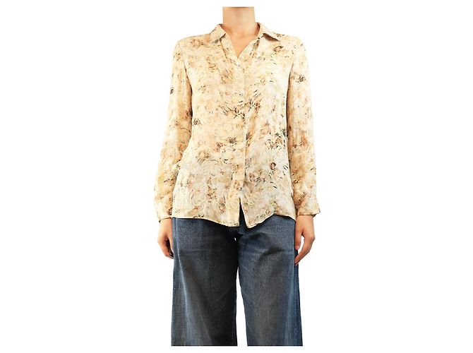 Chloé Neutrale Seidenbluse mit Blumenmuster - size UK 10