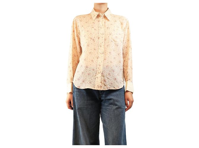 Chloé Blusa de seda estampada creme - size UK 10