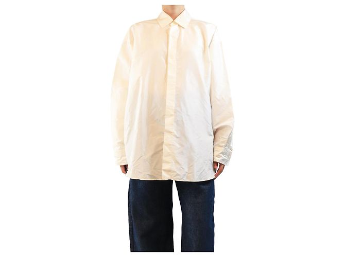 Sofie d'Hoore Camisa de seda creme - tamanho UK 8 Cru