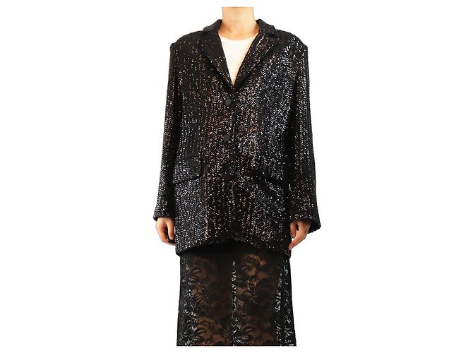 Anine Bing Black Sara sequin blazer - size S