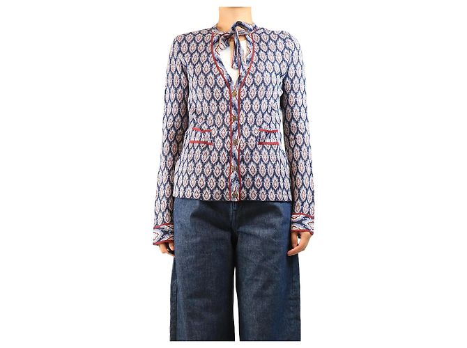 Etro Jacquard-Cardigan in Blau - size UK 12