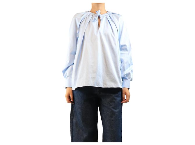 Laurence Bras Baumwollbluse in Hellblau - size UK 12