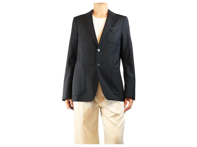 Prada Black wool-blend blazer - size UK 14