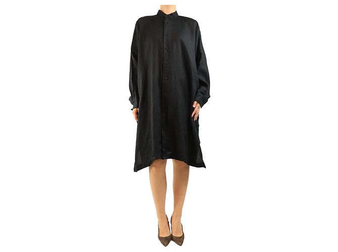 Autre Marque Leinen-Hemdkleid schwarz - size S
