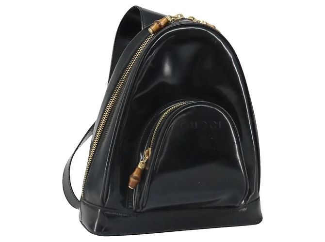 Bamboo Zaino Gucci in pelle nera con bambù