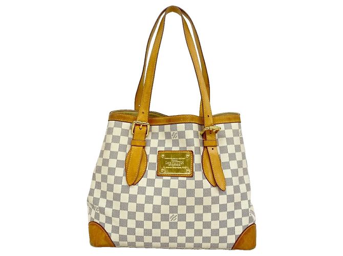 Louis Vuitton Damier Azur Hampstead MM Tote Bag Weiß