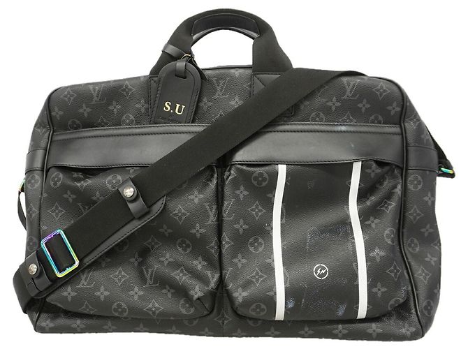 Borsa da viaggio Louis Vuitton Boston Monogram Eclipse Flash Nero