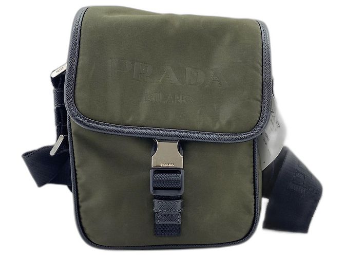 Borsa a tracolla Prada Saffiano in Khaki Cachi