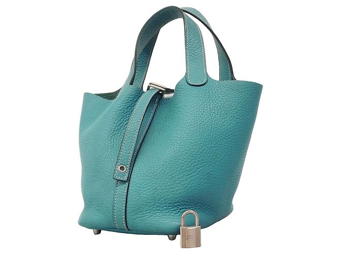 Hermès Bolsa Hermes Picotin Lock PM em Blue Jean Azul
