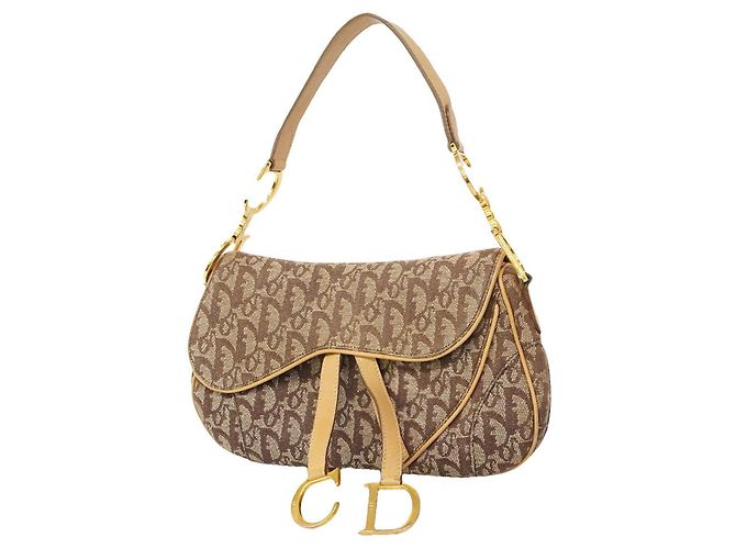 Borsa Christian Dior Trotter Saddle Canvas Marrone