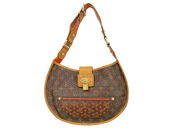 Bolso de hombro Louis Vuitton Monogram Perfo Demilune Naranja