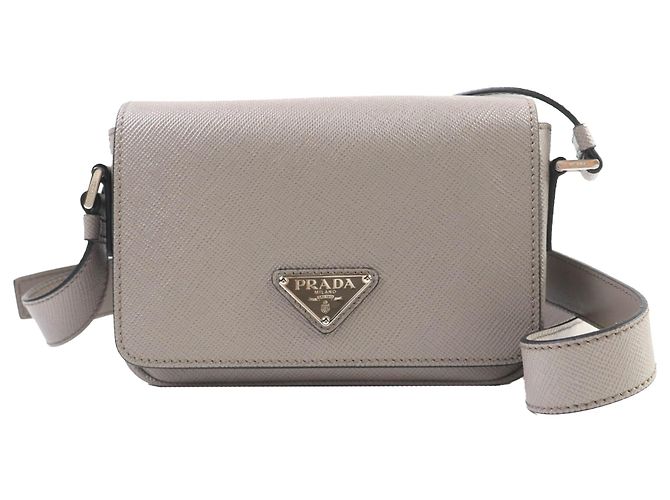 Prada Gray Saffiano Crossbody Marrom