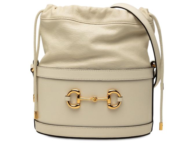Borsa secchiello Gucci Horsebit 1955 in pelle di vitello bianca Bianco