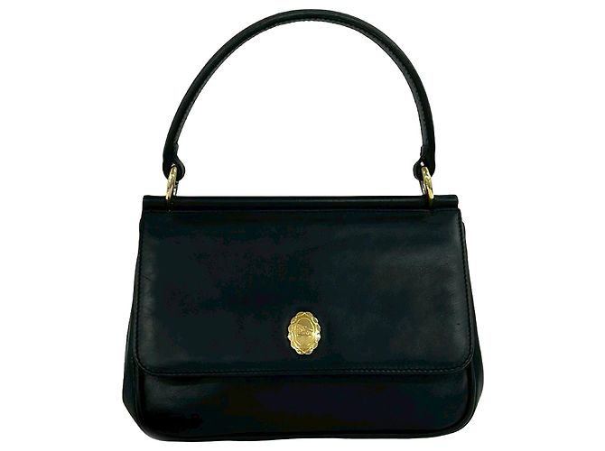 Bolsa Satchel com aba em couro preto Burberry