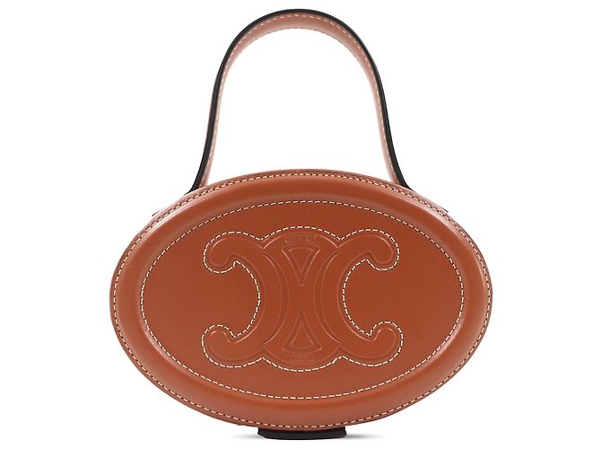 Céline Bolsa de mão oval Celine em couro de bezerro marrom Cuir Triomphe