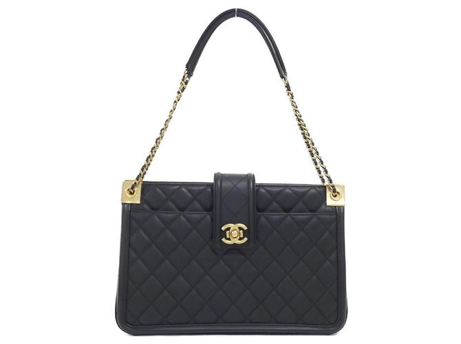Borsa a tracolla Chanel 90672 in pelle di vitello nera Nero