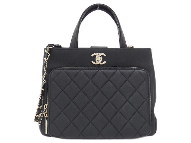 Bolsa Chanel 93750 Preta e Bordeaux em pele de vitelo Preto