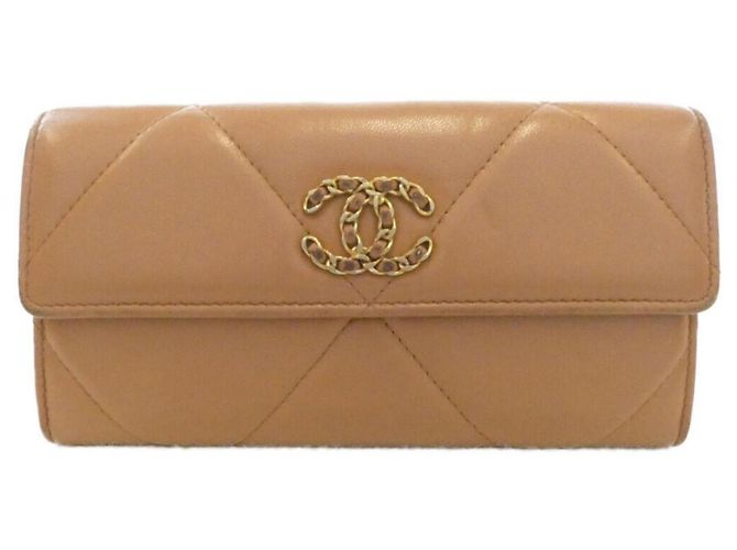 Chanel 19 Line AP0955 Long Wallet Brown