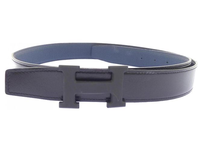 Hermès Hermes H 32mm Wendelgürtel Schwarz Marineblau