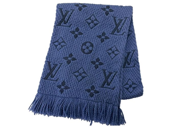 Stola Logomania in lana e seta Louis Vuitton Blu