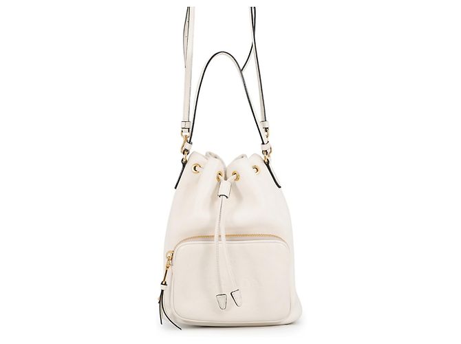 Prada Duet Triangle Lederhandtasche Weiß