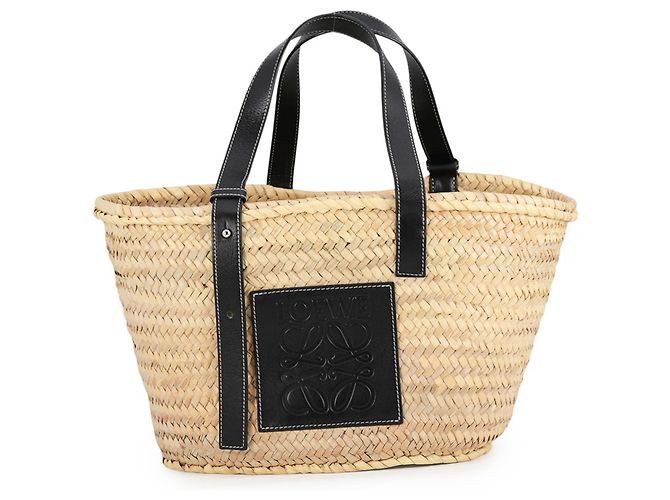 Sac cabas Loewe Anagram Large en raphia Noir
