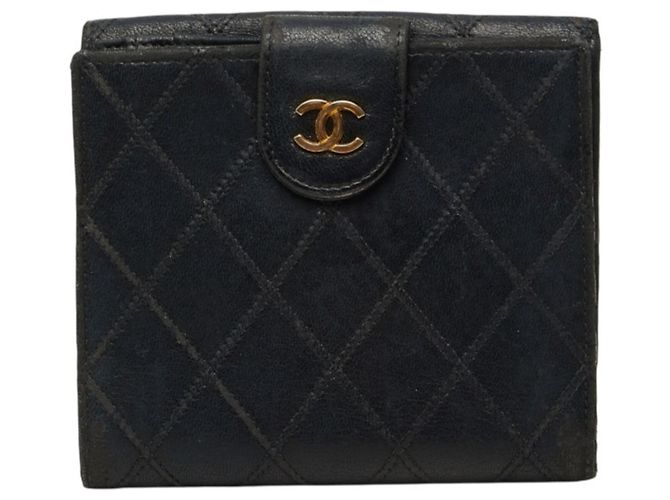 Chanel Coco Mark Bicolore Bi-fold Wallet Black