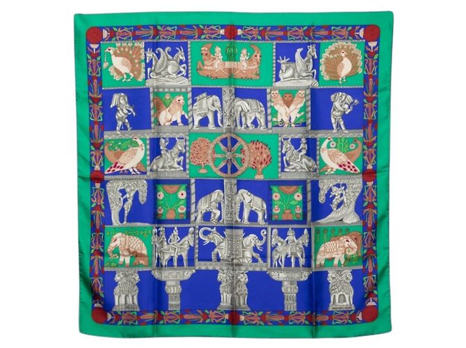 Hermès Hermes Carre 90 TORANA Tower Gate Scarf Muffler Multicolore Verde