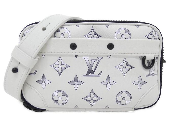 Sac à main portefeuille portable Louis Vuitton Monogram Shadow Alpha Blanc