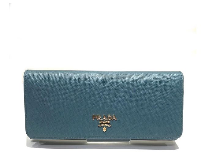 Prada Green Leather Long Wallet