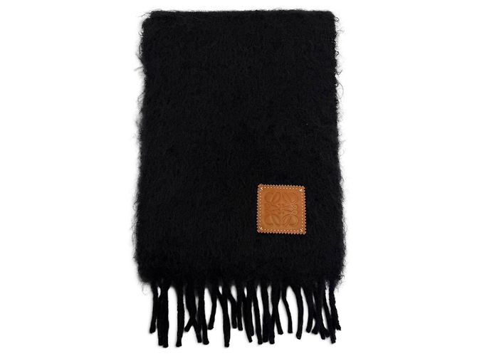 Loewe Black Mohair Wool Stole