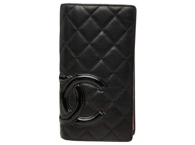 Chanel Cambon Line Long Wallet in Black Leather