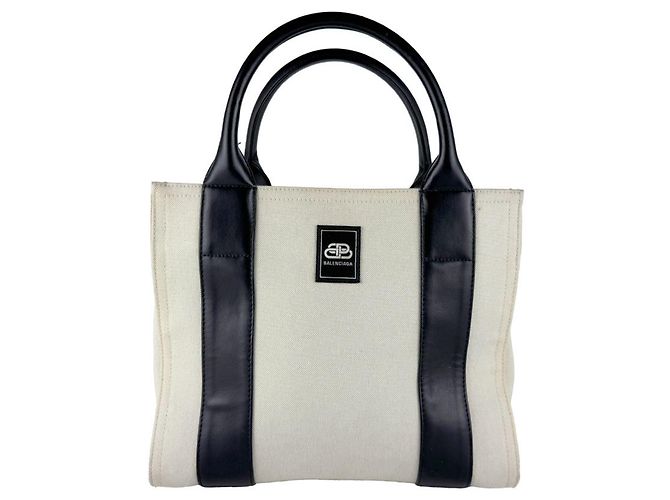 Borsa a mano e a tracolla Balenciaga in tela Nero Crudo