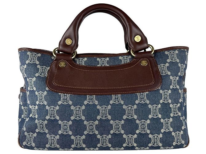 Céline Celine CELINE Paris Macadam Boogie Bag Marrom Azul