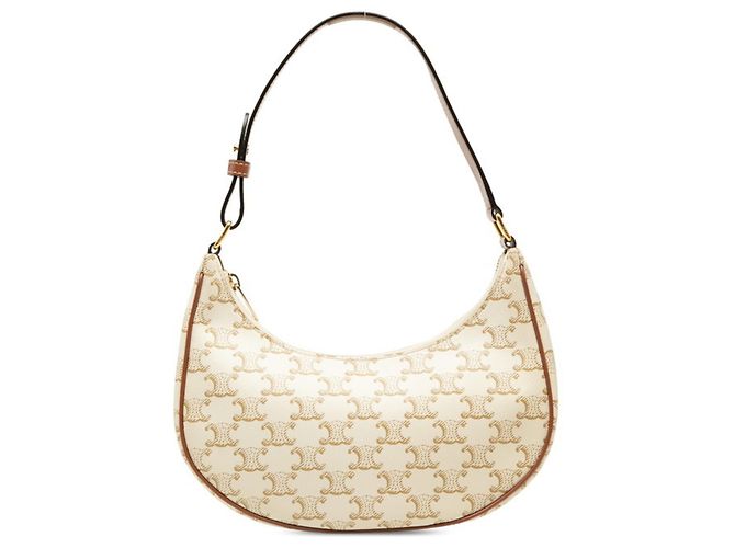 Céline Bolsa de um ombro Celine Triomphe Ava Marrom Branco