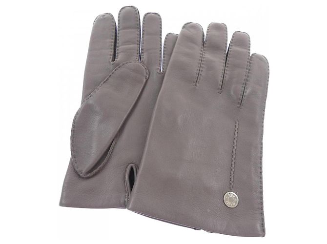 Hermès Hermes graue warme Handschuhe Braun