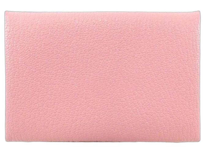 Hermès Hermes Calvi Verso Card Holder Brown Pink