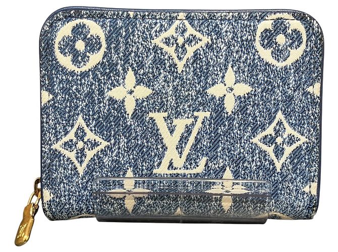 Zippy Portamonete Louis Vuitton Monogram Denim Blu