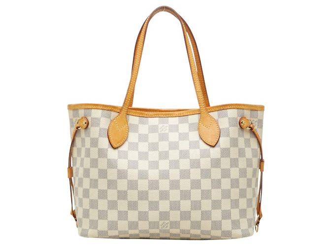 Sac Cabas Louis Vuitton Damier Azur Neverfull PM Blanc