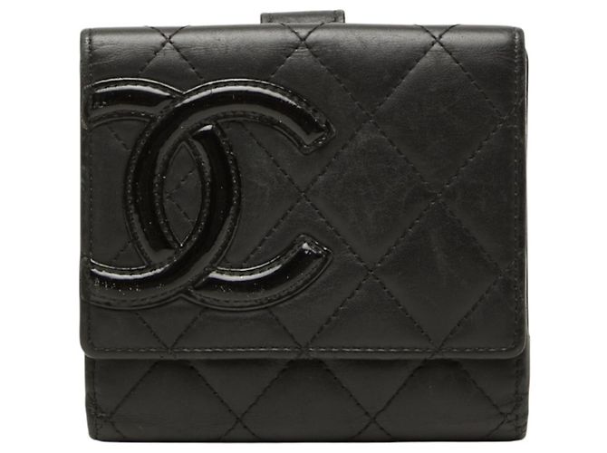 Cartera bi-fold Chanel Matelassé Coco Mark Cambon Negro