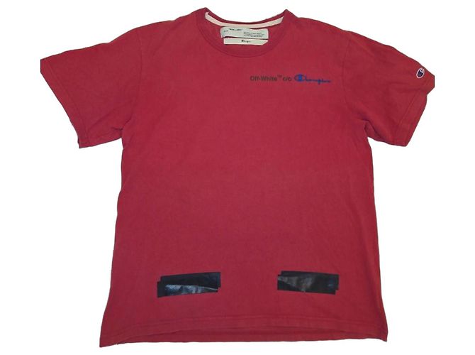 Off White Camiseta Off-White c/o Champion Roja Flechas