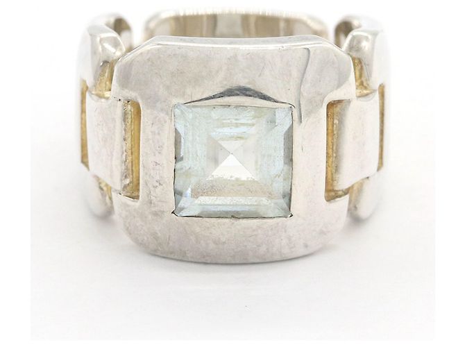 Hermès Hermes Square Link Ring mit Stein Silber