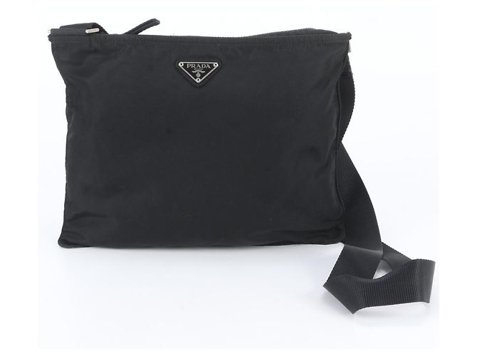 Bolsa Messenger Prada em nylon Tessuto com logo triangular Preto