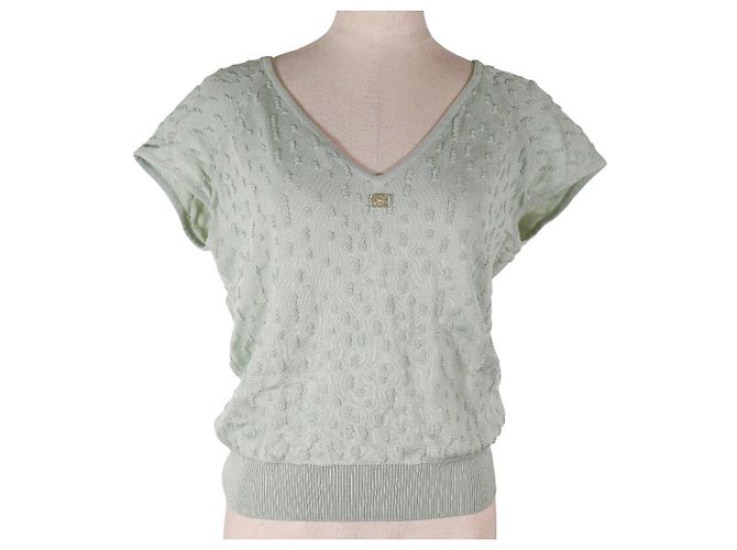 Chanel Coco Mark Rayon-Strick Grün