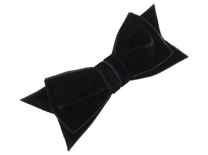 Spilla Chanel in velluto con nastro Nero
