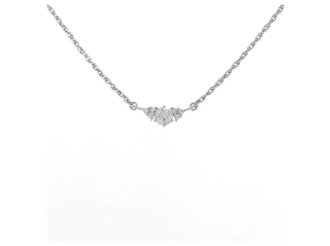 Autre Marque Pt850 Diamantenhalskette Silber