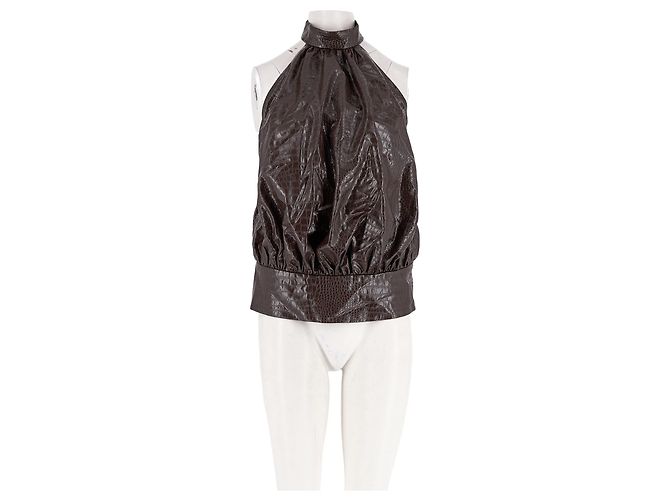 Autre Marque Top castanho sem mangas com costas nuas Marrom
