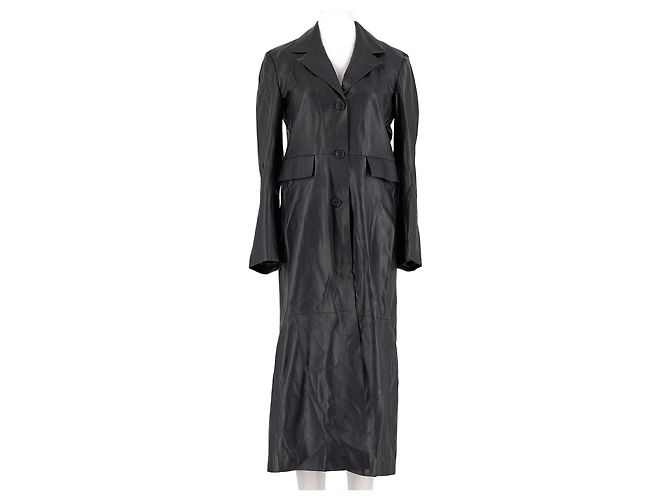 Mango Ledermantel Schwarz