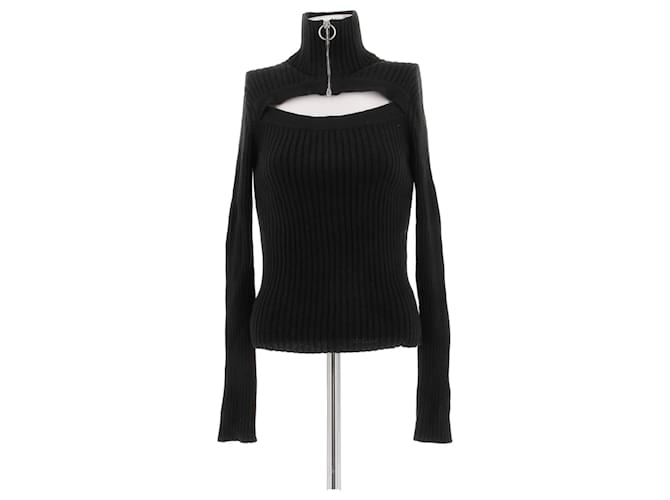 Msgm Schwarzer Wollpullover mit Reißverschluss